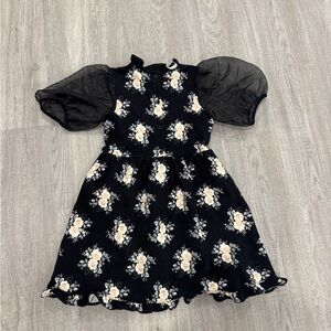 Janie and Jack Black Kids Dress with Puff Sleeves, size 7